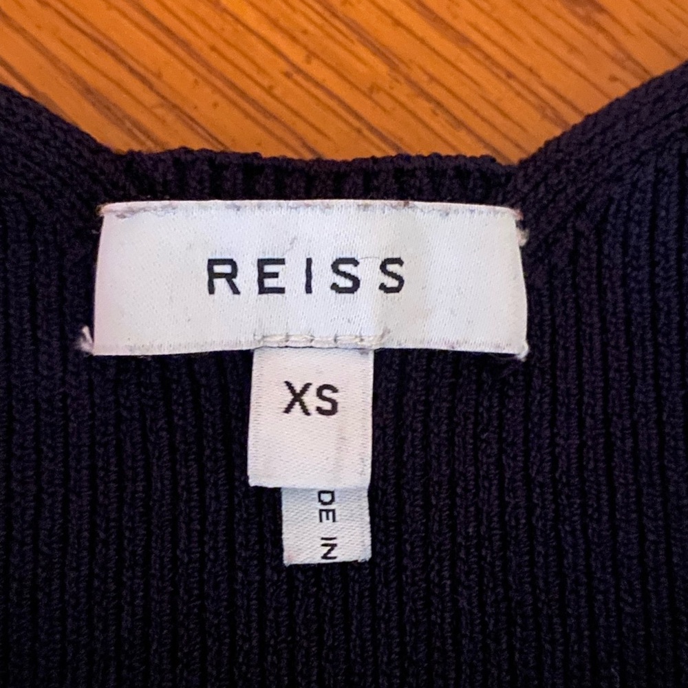 Reiss Navy Ribbed Sleeveless Top - Picture 2 of 2